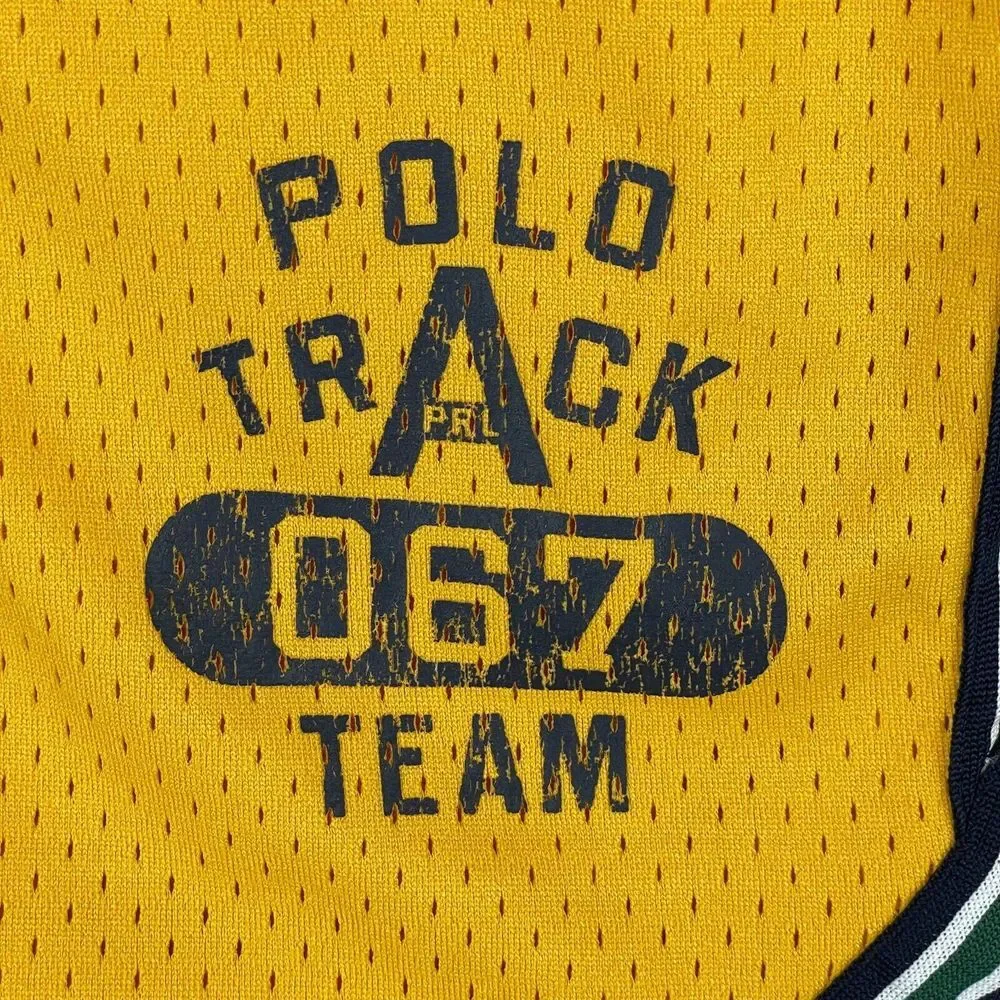 Polo Ralph Lauren Shorts Men XL Yellow Polo Track Team 067 Mesh Pockets NWT $110